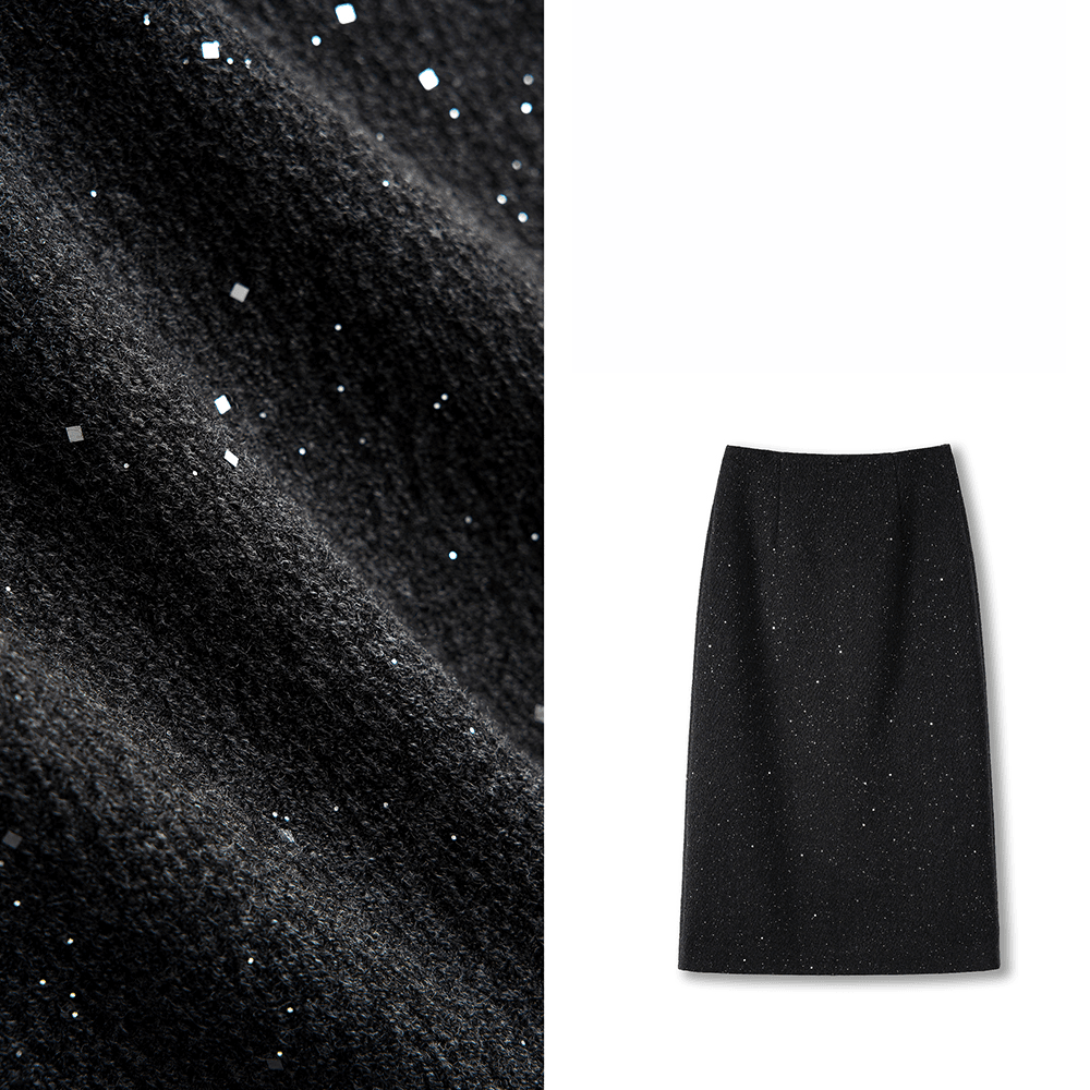 新款秋冬亮片毛呢裙中长款短款A版显瘦星空闪片半身裙气质设计感,淘宝优惠券,粉丝福利购,淘宝优惠卷