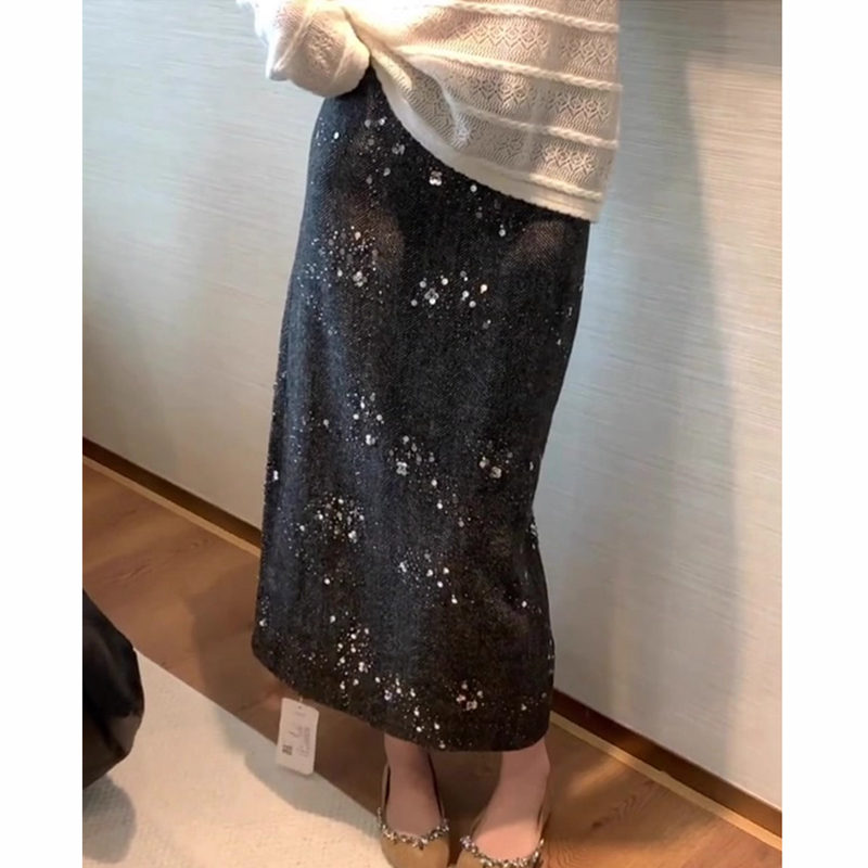 亮片半身裙女冬季2025新款高腰显瘦时尚百搭优雅气质通勤风A字裙,淘宝优惠券,粉丝福利购,淘宝优惠卷