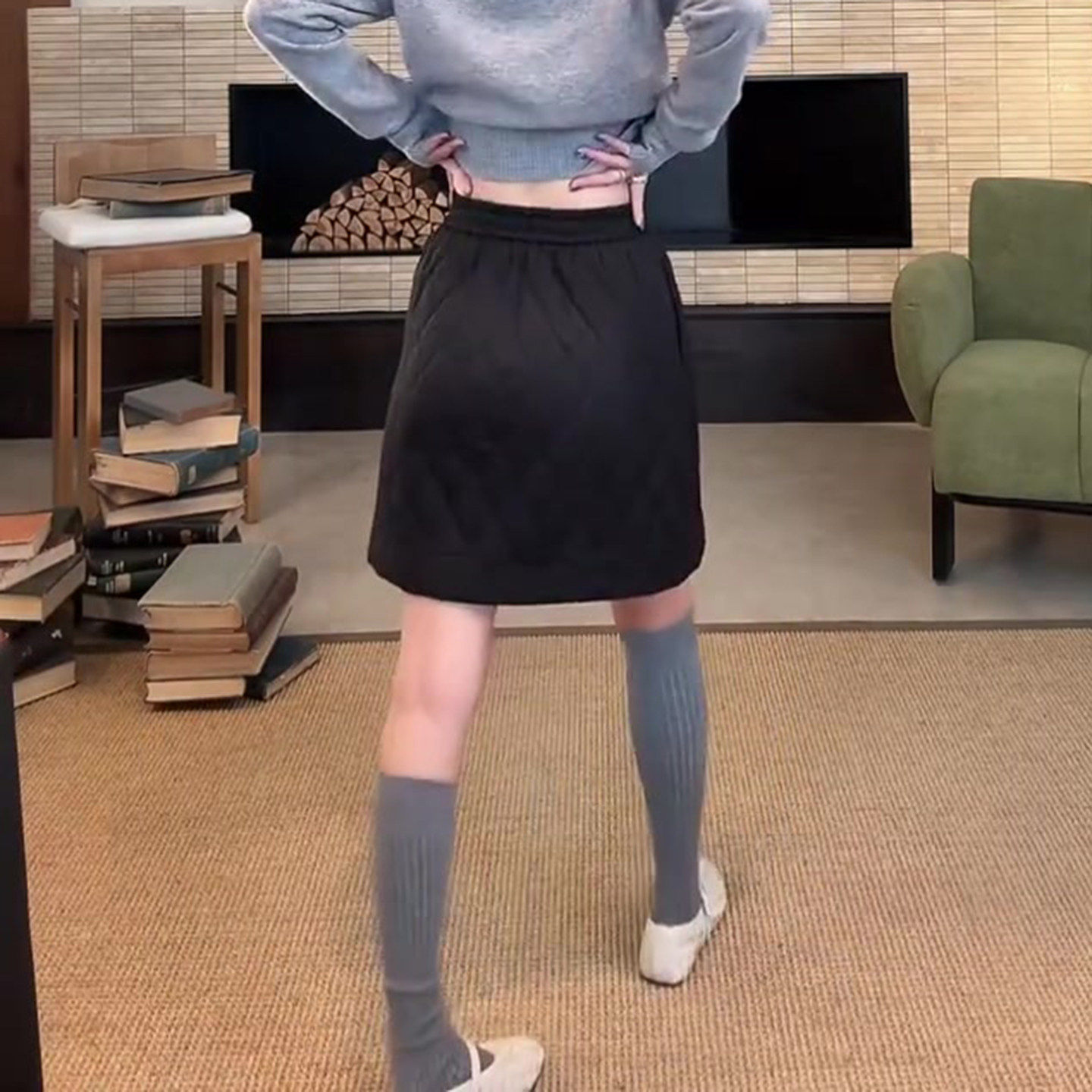 黑色夹棉半身裙女冬季新款高腰显瘦时尚气质百搭保暖好看a字短裙,淘宝优惠券,粉丝福利购,淘宝优惠卷