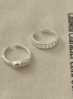 2024年新款食指中指 个性ins潮日韩可调节指简约混搭素银戒指女