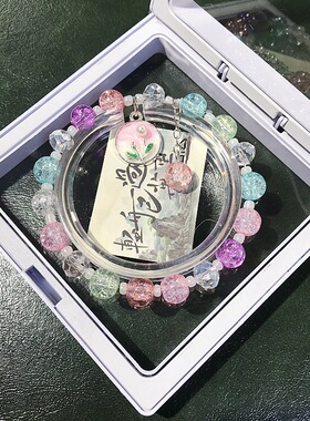 韩版小清新水晶油画郁金香手链简约百搭学生森系甜美闺蜜跨境