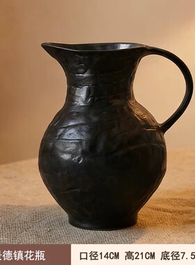 景德镇陶瓷花瓶高级感氛围插花器水培客厅玄关小众花瓶手工手绘