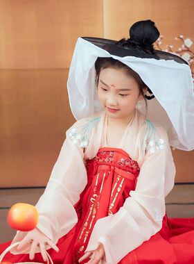 古风儿童斗笠幕篱帽小女孩唐代