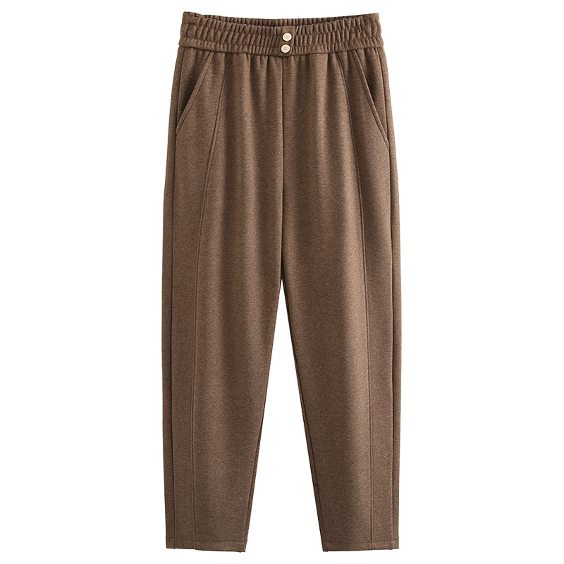 特大码妈妈春秋长裤子休闲高腰裤中老年人外婆奶奶小脚直筒裤厚女