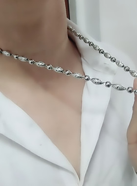 99足银男士橄榄间佛珠时尚项链潮
