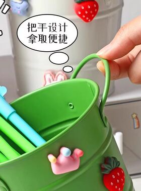 创意双耳笔筒学生桌面收纳盒少女心办公室笔桶摆件文具笔架可定制