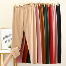 2021 autumn and winter large size inner lap pants woman Develvet fever No marks middle-aged warm pants Fat mm200 catty sanitary pants