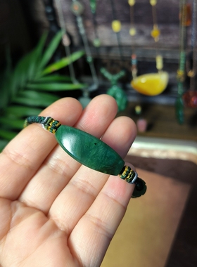 孤品一物一图天然和田玉碧玉勒子手链手工编织手绳多宝女款带证书