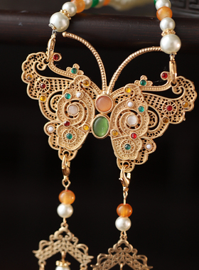 合金长流苏背云项链项圈明制古风