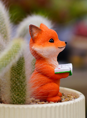 可爱九尾狐多肉造景装饰摆件