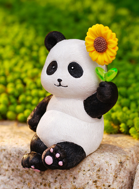 熊猫一举夺魁花园花盆装饰摆件