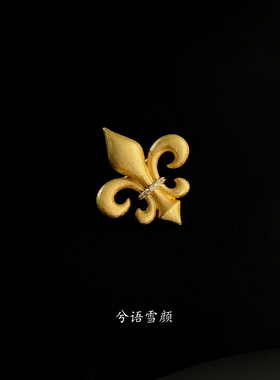 复古老钱风鸢尾花胸针