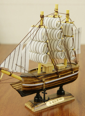 地中海风朋友生日礼品实木帆船