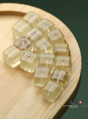 天然柠檬精冰透黄方糖珠8mm
