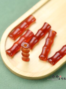 天然玛瑙10*40mm孔2mm红色竹节