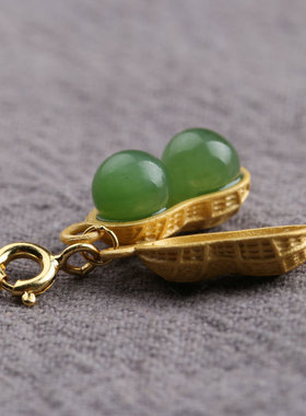 花生和田玉碧玉菠菜绿手链项链坠