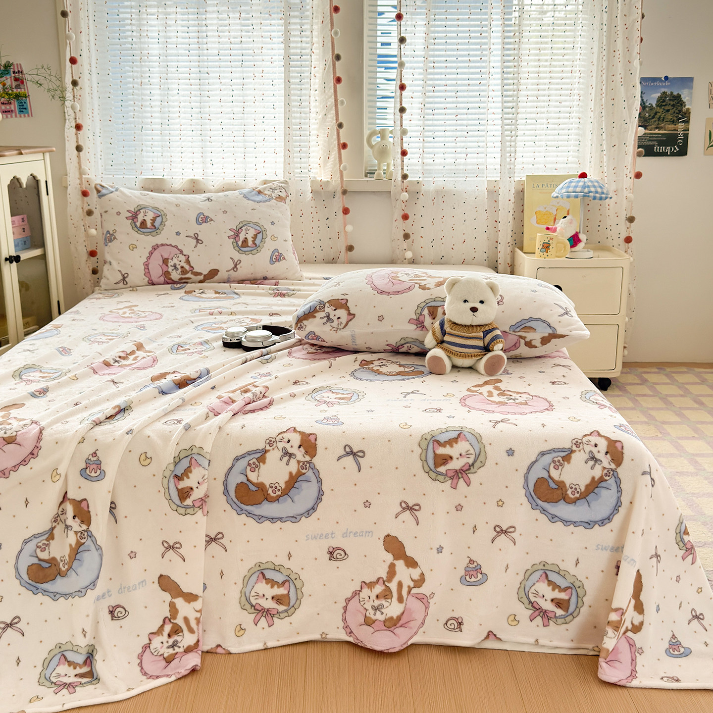 冬季牛奶绒四件套加绒加厚珊瑚绒毛绒床单被套单件保暖宿舍三件套,淘宝优惠券,粉丝福利购,淘宝优惠卷