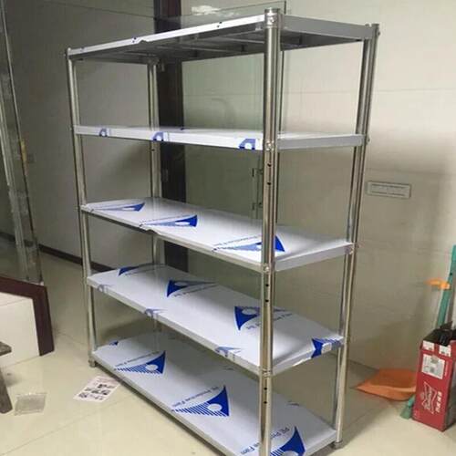 家用不锈钢五层落地收纳架储物架厨房置物架整理架仓库货架5层架 - 图0