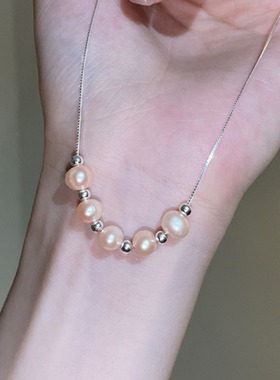 泡泡糖珍珠锁骨项链小众设计