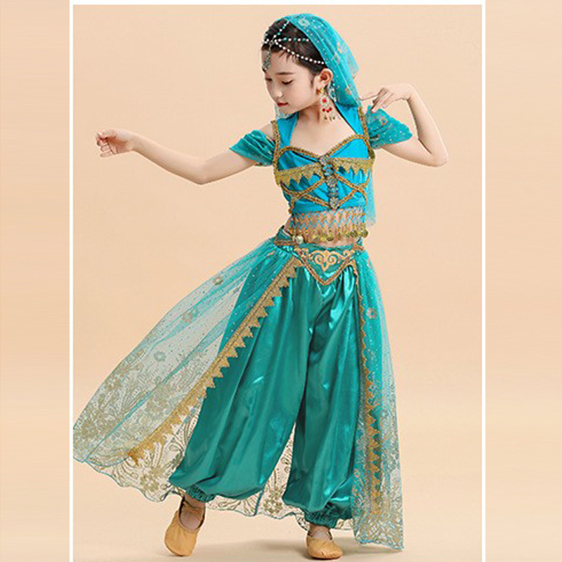 新款儿童肚皮舞茉莉公主服装女童印度舞阿拉丁神灯印度公主表演服