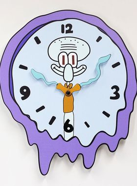 反派可爱多章鱼哥挂钟客厅时钟海绵宝宝比奇堡创意家桌面装饰挂墙
