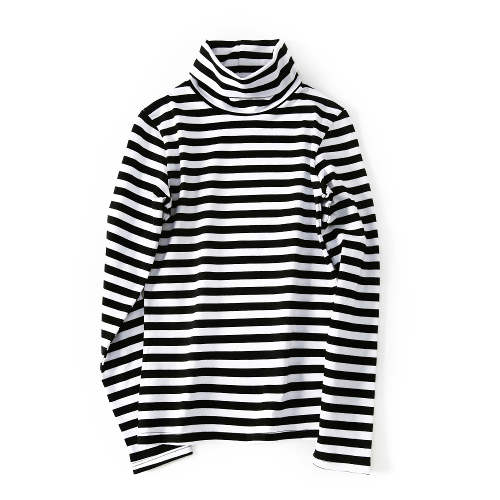 艾米恋黑色条纹t恤长袖秋冬打底衫 艾米恋T恤