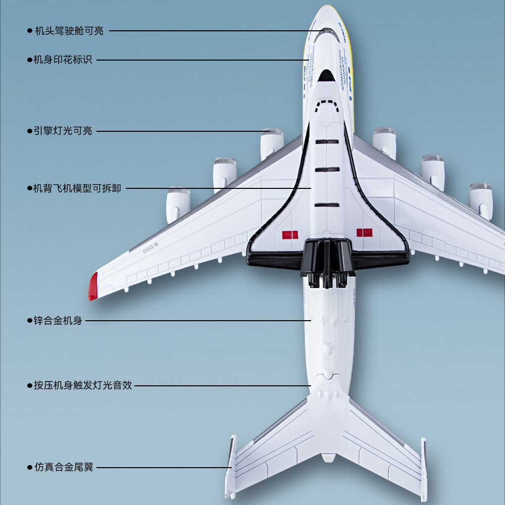 凯威LZ08合金225飞机玩具专用运输机模型回力带声光盒装收藏男孩 - 图1