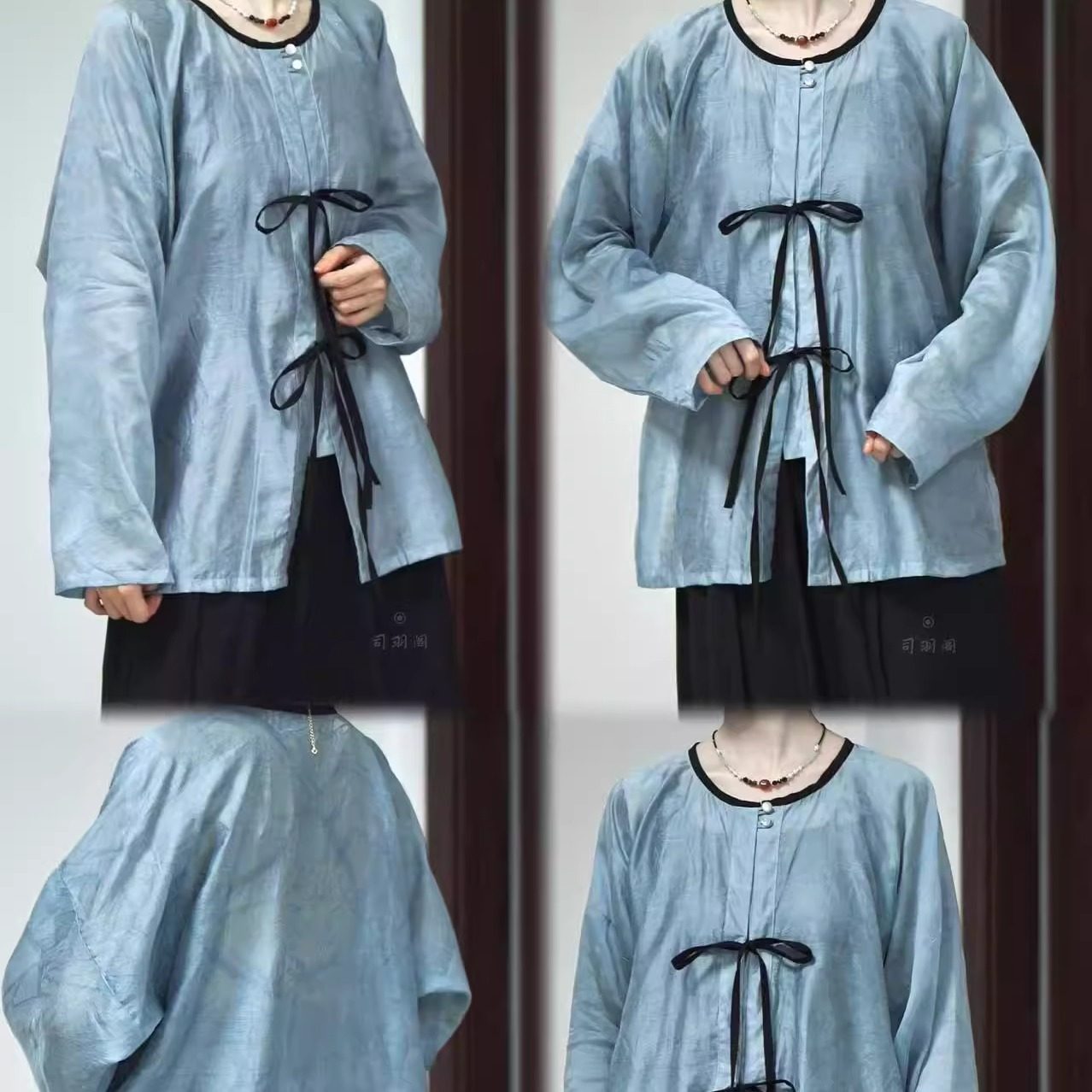 司羽阁原创【摇风】夏日明制汉服日常天丝圆领衫人棉抽绳灯笼裤,淘宝优惠券,粉丝福利购,淘宝优惠卷