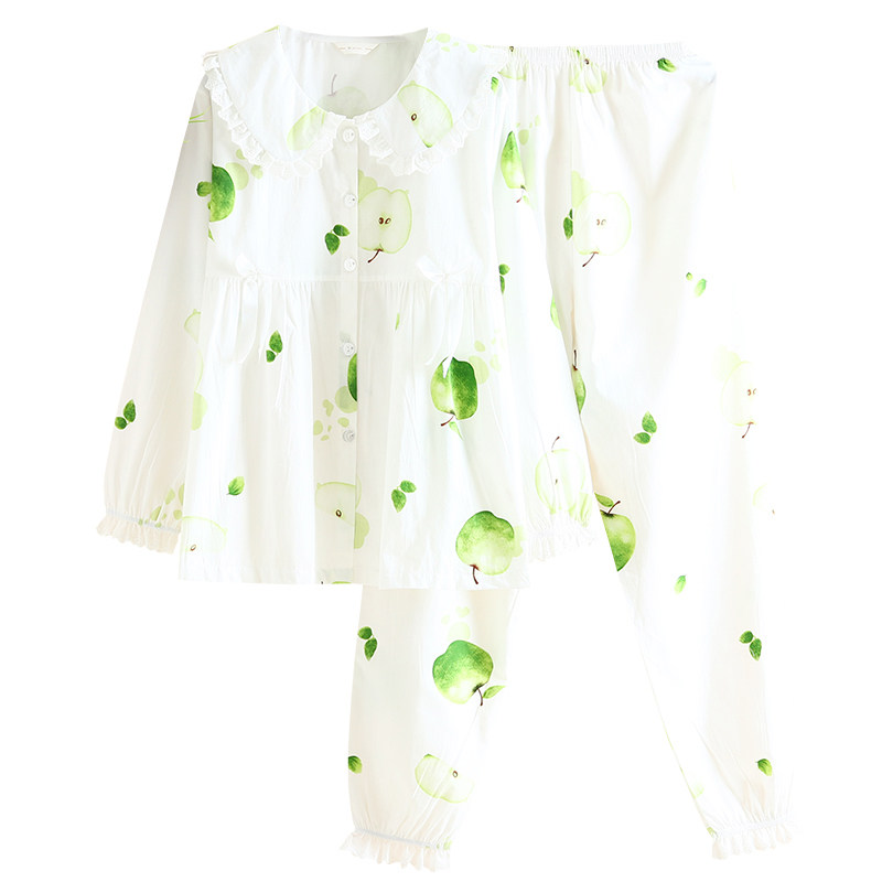 #清新的感觉#100%纯棉布睡衣女夏秋薄款长袖公主斜纹布家居服套装,淘宝优惠券,粉丝福利购,淘宝优惠卷