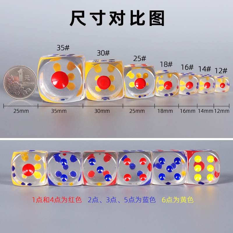 透明大号骰子水晶色子彩色儿童筛子亚克力酒吧麻将玩具麻将机甩子 - 图0