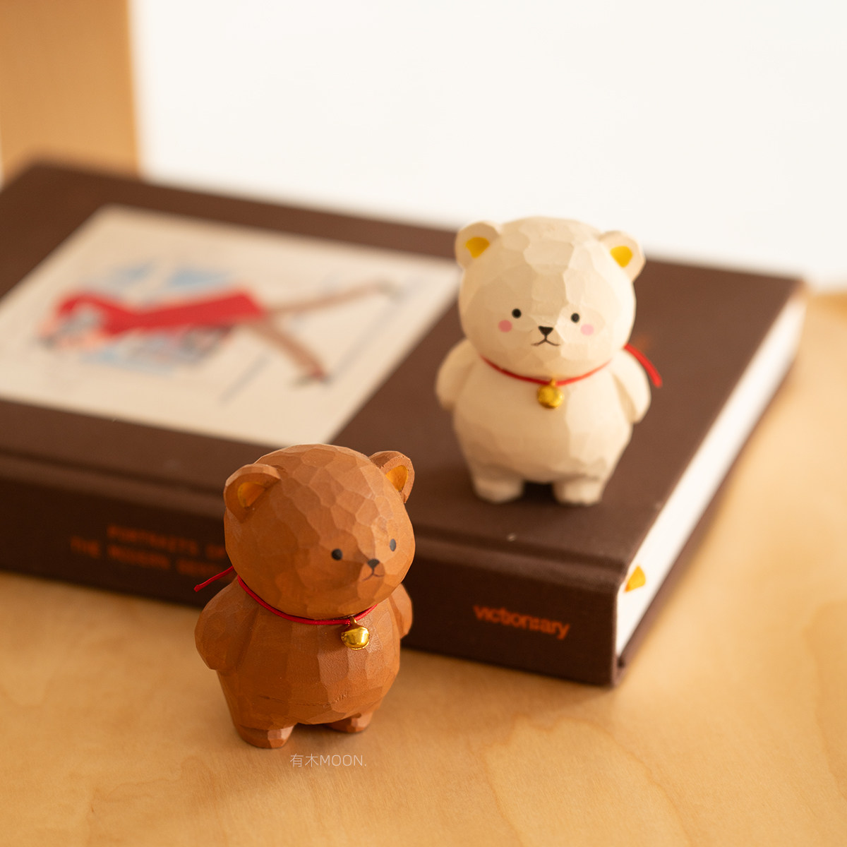 可爱小熊CP 木雕小熊人白熊棕熊治愈陪伴桌面摆件礼物礼品纯手工,淘宝优惠券,粉丝福利购,淘宝优惠卷