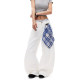 Zhuoyuan ແບບດຽວກັນຂອງ COLDSTONE ກາງເກງ American machete pants ສໍາລັບແມ່ຍິງ, zipper chic, ຜ້າພັນຄໍສີ່ຫລ່ຽມທີ່ຖອດອອກໄດ້, ກາງເກງຂາກວ້າງ.