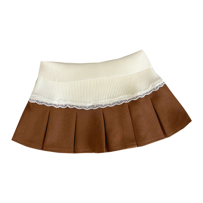 设计感辣妹百搭高腰显瘦针织拼接百褶半身裙短裙a字裙女秋冬新款,淘宝优惠券,粉丝福利购,淘宝优惠卷