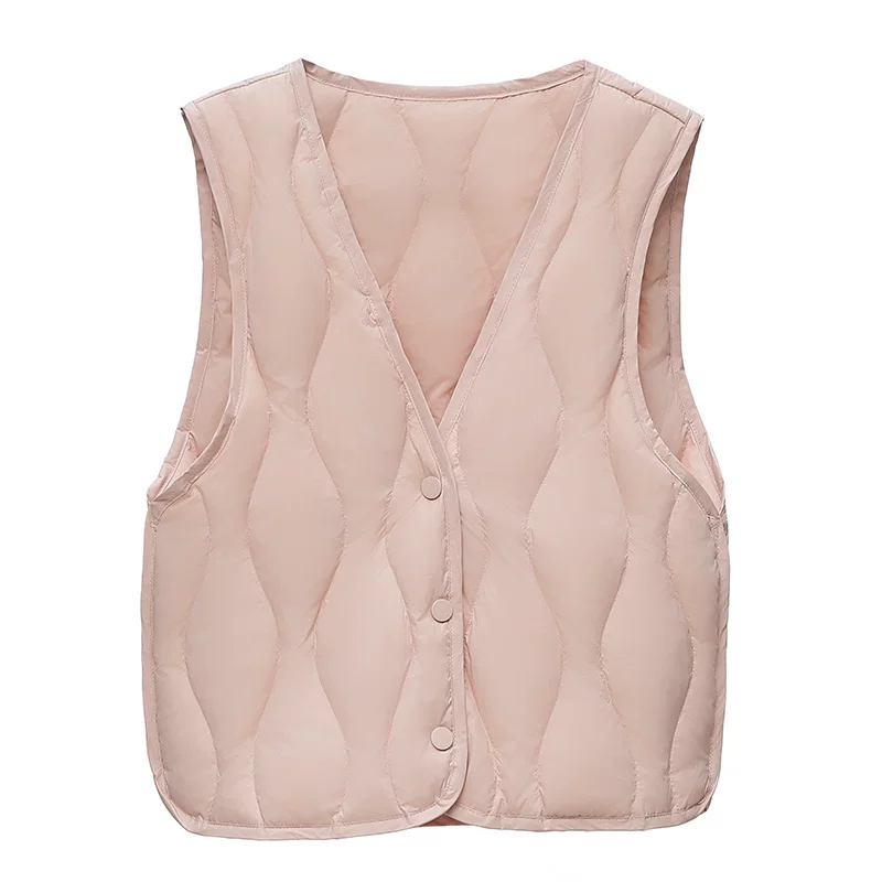 Light and thin vest with down, winter liner, V-neckline