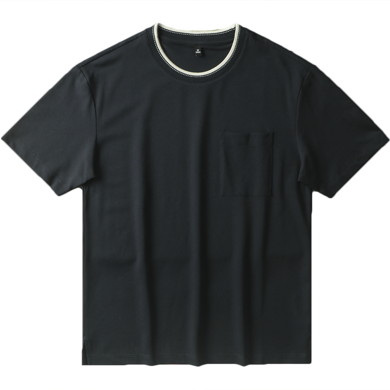 都市通勤系列  3D立裁  夏季男士纯色吸湿透气圆领短袖T恤潮半袖 - 图3