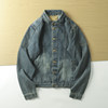 Stand collar spring and autumn casual retro distressed men's denim jacket