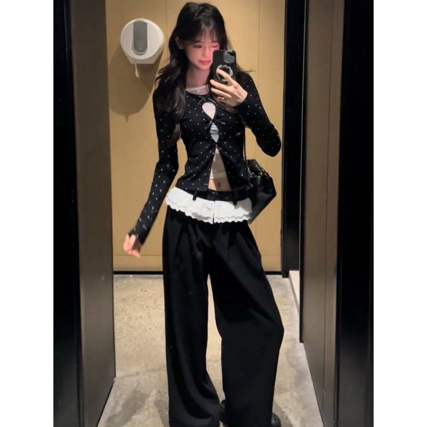 大码胖MM韩系假两件蕾丝拼接镂空内搭上衣女春季修身气质波点T恤,淘宝优惠券,粉丝福利购,淘宝优惠卷