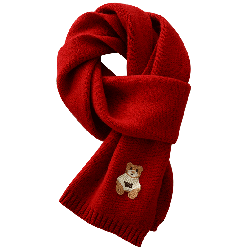 上海故事新年过年礼物围巾秋冬季羊毛红色本命年针织女孩男童儿童