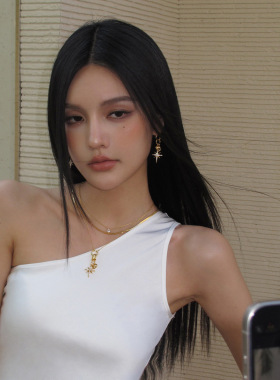 Boonee alus复古轻奢高级感八芒星镶钻爱心耳环夏日小众独特耳环