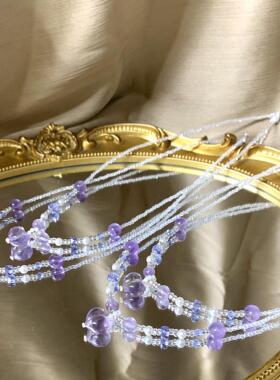 原创显白天然紫水晶项链珍珠锁骨链高级感配饰新款气质女转运礼物