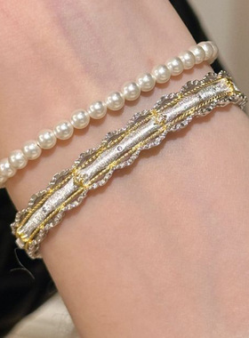 小红书新款蕾丝版布布风拉丝手镯2024爆款时尚个性百搭设计饰品