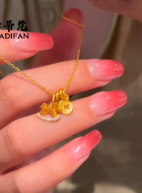 金店同款沙金马上有钱花项链新款点钻摇摇马钱币吊坠2024爆款送礼
