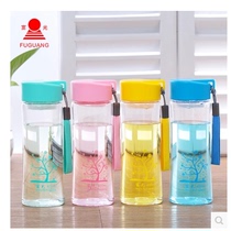 Fuguang plastic water mug for male and female pupils Summer lifting rope portable transparent cup small and cute anti-fall kettle