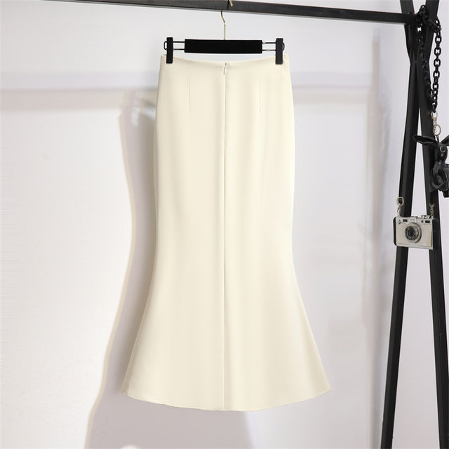 Mid-length fishtail skirt irregular slit suit skirt