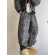 Dannyandzee winter retro handsome warm black leopard print woolen velvet trousers scimitar pants men's sweatpants
