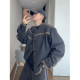 Dannyandzee spring and summer quite wide style beaded canvas loose collarless raw edge webbing work jacket for men