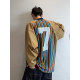 Dannyandzee autumn retro all-match letter print striped splicing raglan sleeves long sleeves V-neck TEE men's INS