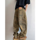 Dannyandzee spring retro 330g twill canvas army green tie-dye old workwear machete pants for men INS