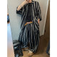 Dannyandzee summer loose retro versatile black thin vertical striped cotton linen short-sleeved shirt men's shirt