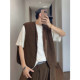 Dannyandzee spring retro coffee brown reversible warm cloud plush thick vest for men